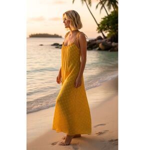 Cloe Cassandro Emily Silk Midi Dress Small Yellow NEW